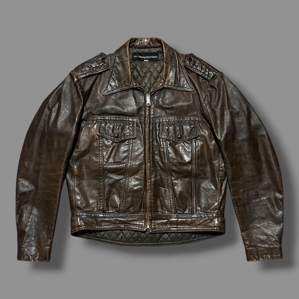 Vintage 70s Harley Davidson Leather Jacket AMF Motorcycle Biker Moto Brown 42